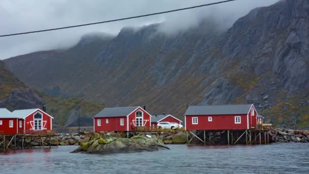 Fiskeby i Lofotens öar, Norge — Stockvideo