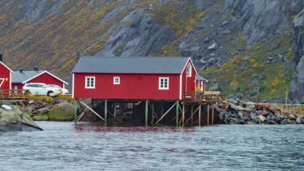 어촌 마을에서 Lofoten 섬, 노르웨이 — 비디오