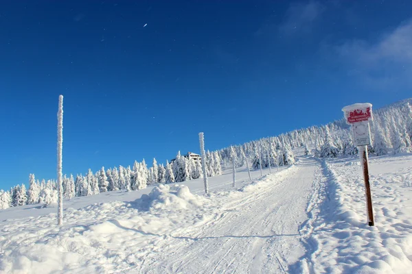Dağlarda kar altında dünya.