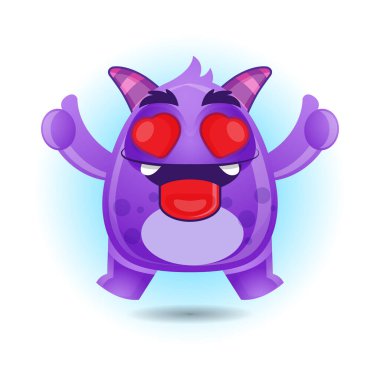 Çizgi film sevimli canavarın aşık oluşunun çizim vektörü çizimi. İş sitesi, broşür, sosyal medya illüstrasyonu, maskot, logo vs. için mükemmel.