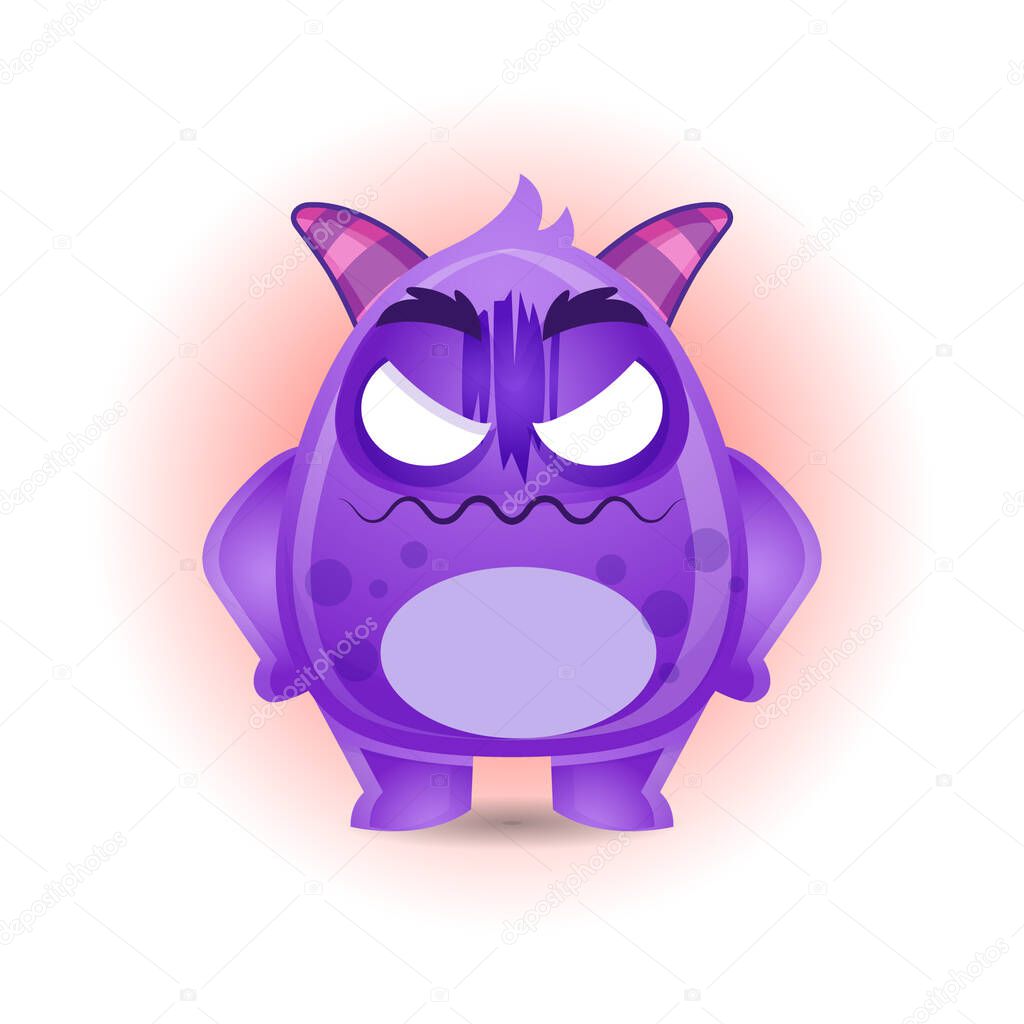 Illustration vector graphic of Cartoon Cute Monster Upset Anger Expression. Perfect for business website, brochure, social media illustration, mascot, logo etc.