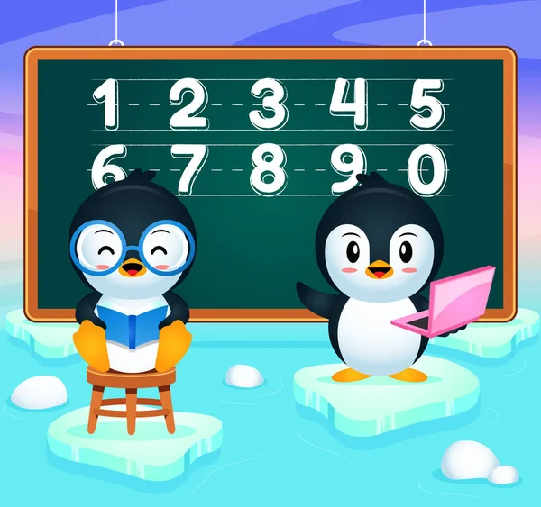 Gráfico Vetorial Ilustração Cartoon Happy Penguin Education Perfeito Para Mascote — Vetor de Stock