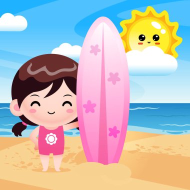 Mutlu Güzel Kız Tutma Sörf Tahtası Çizelgesi.