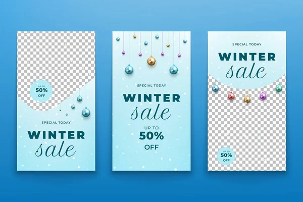 Collection Winter Christmas Sale Instagram Stories — Stock Vector