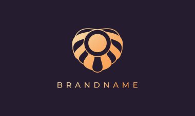 Kabuğundaki inci, kadınsı ve soyut şekilli altın logo tasarımı için mükemmel.