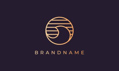 Deniz dalgası ve altın renginde daire çizerek