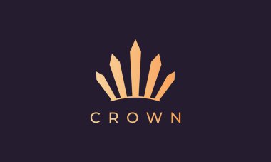 Kraliyet Taç Logosu Basit çizgili Sanat tarzı ve lüks altın rengi