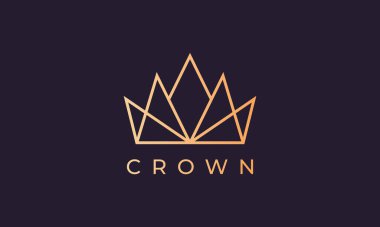 Lüks altın kraliyet tacı logosu. Basit bir sanat tarzı.