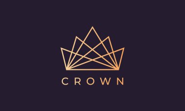 Lüks altın krallık logosu. Basit bir sanat tarzı.