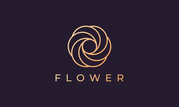 Krása Ženské Jednoduché Květinové Logo Zlatě Luxusním Line Art Stylu — Stockový vektor