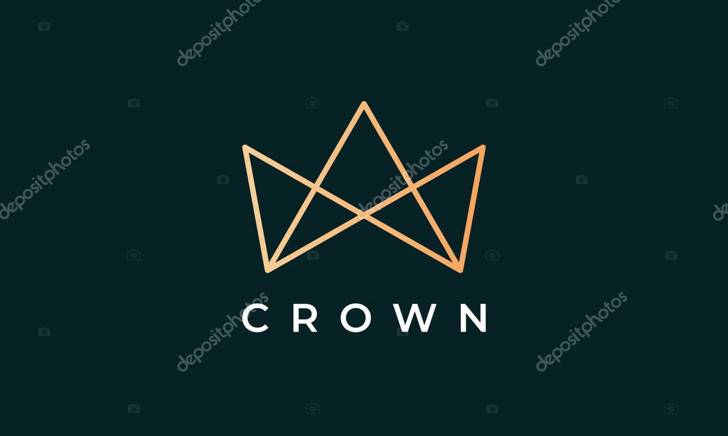 Luxury gold royal crown logo in a minimalist and modern style