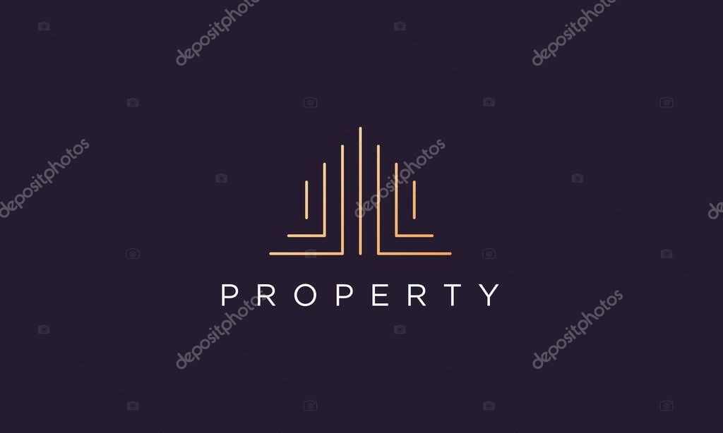 Luxury and classy real estate apartment abstract logo design in a simple and modern style