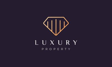 Modern ve lüks tarzda basit bir elmas logosu.