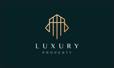 Emlak komisyoncusu için modern ve lüks tarzı olan basit emlak hattı logosu