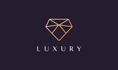 Mücevher logosu sade ve modern, lüks altın rengi.
