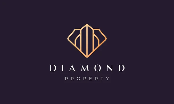 Logotipo Simples Diamante Imobiliário Estilo Moderno Luxo — Vetor de Stock