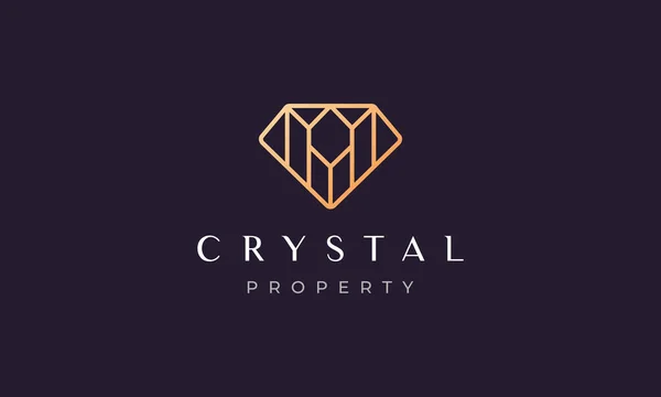 Logotipo Propriedade Diamante Criativo Estilo Moderno Luxo Com Cor Dourada — Vetor de Stock