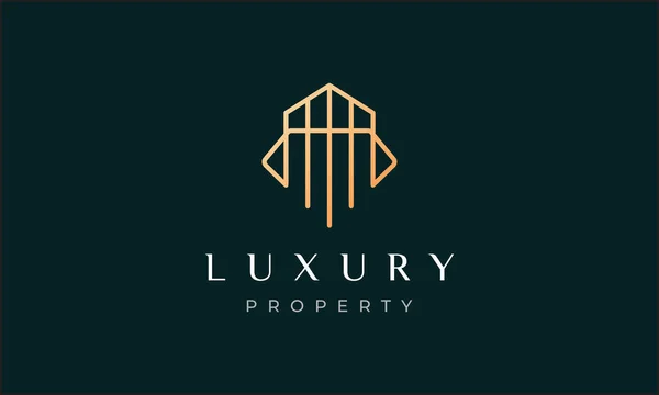 Simple Property Line Logo Modern Luxury Style Real Estate Broker — Stock Vector