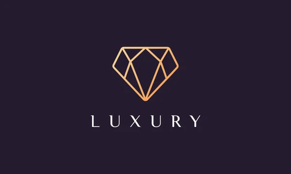 Logotipo Diamante Luxo Forma Simples Moderno Com Cor Ouro —  Vetores de Stock