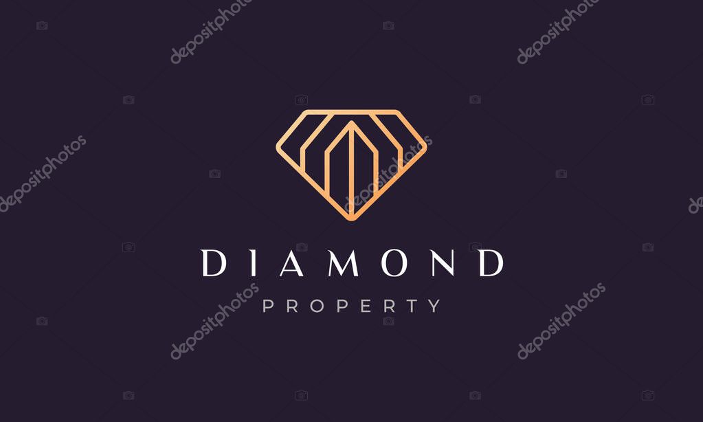 Minimalist property diamond logo with modern and luxury style for real estate agency