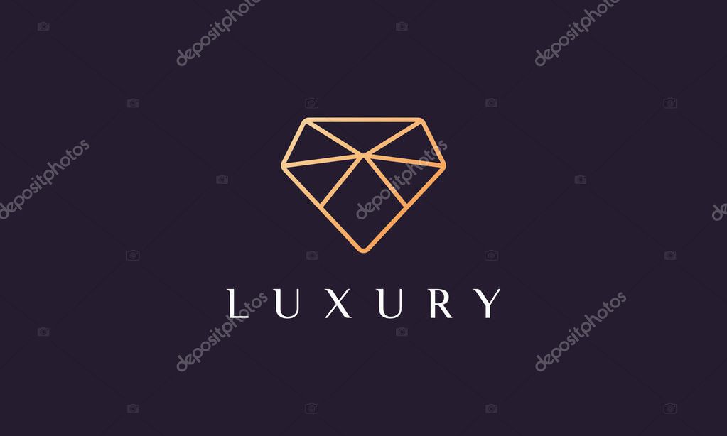 Gem logo shaped simple and modern with luxury gold color