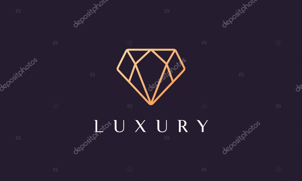 Luxury diamond logo shaped simple and modern with gold color