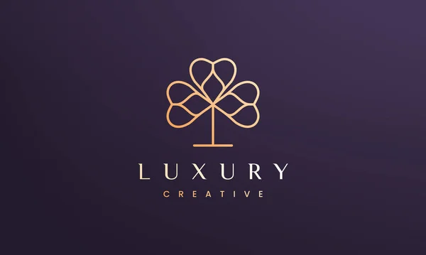 Luxury Clover Leaf Logo Concept Minimal Modern Style — Stock Vector