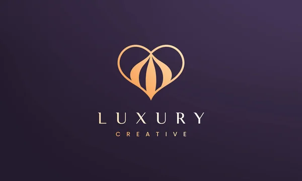 Abstract Heart Logo Concept Minimal Luxurious Style — Stock Vector