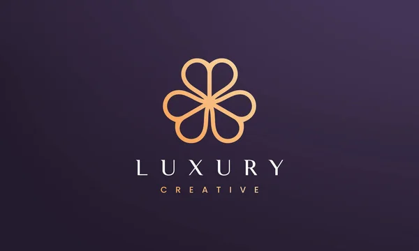 Luksusowe Logo Liści Koniczyny Minimalnym Nowoczesnym Stylem — Wektor stockowy