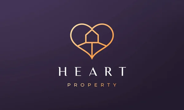 Love Property Logo Concept Feminine Luxurious Style — Stock Vector