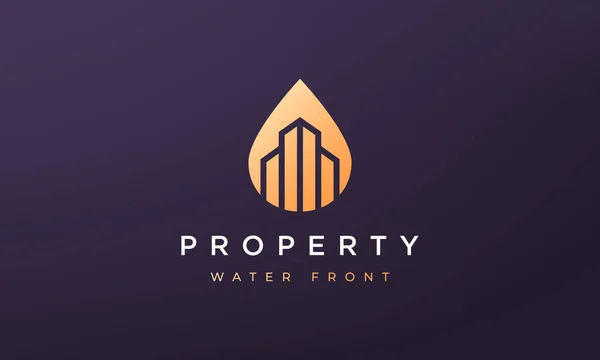 Abstract Property Water Logo Concept Minimal Modern Style — Stock Vector