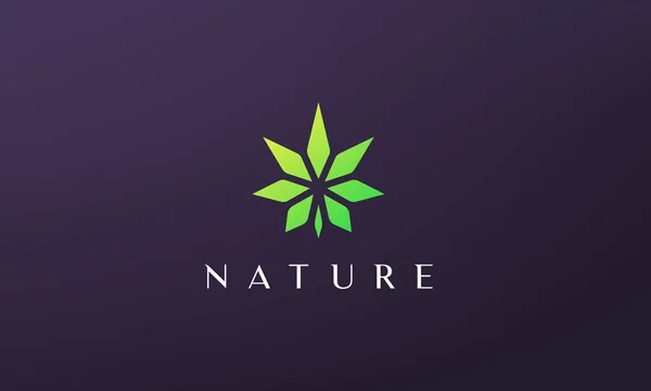 Logotipo Folha Cannabis Verde Abstrato Estilo Simples Moderno — Vetor de Stock