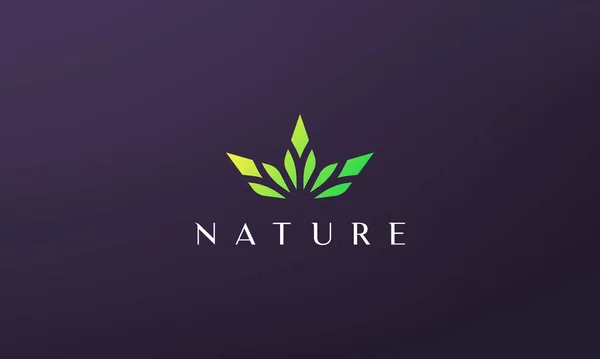 Soyut Yeşil Yaprak Bitkisi Logosu Basit Modern Tarzda — Stok Vektör