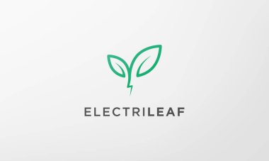 Modern ve basit şekilli yeşil yıldırım yaprağı logosu