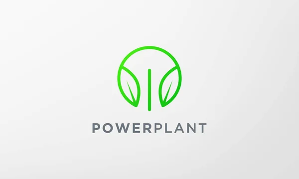 Yeşil Yaprak Fabrikası Logosu Modern Minimalist Şekildedir — Stok Vektör
