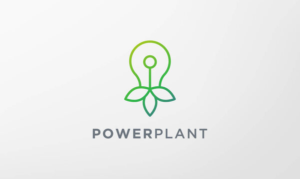 simple green plant light bulb logo in modern style