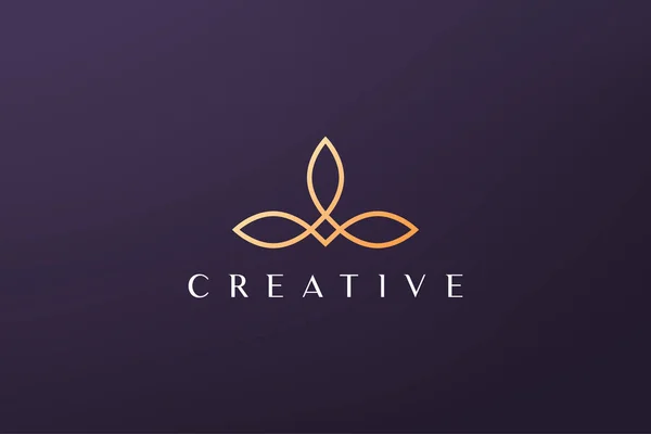 Gold Leaf Luxury Flower Logo Simple Shape Modern Style — Stock Vector