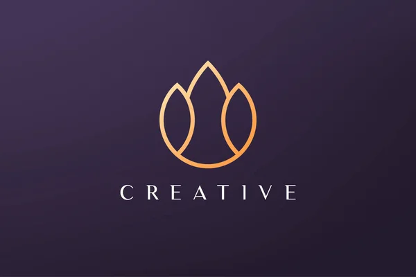 Gold Leaf Luxury Flower Logo Simple Shape Modern Style — Stock Vector
