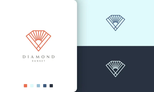 Diamond Sun Logo Mono Line Style — Stock Vector