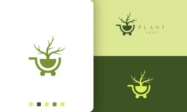 trolley logo for natural or organic shop in simple and modern style