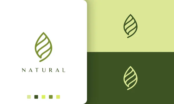 Logotipo Hoja Verde Abstracta Con Estilo Simple Moderno — Vector de stock