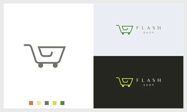 Shop Trolley Logo Template Simple Shape — Stock Vector