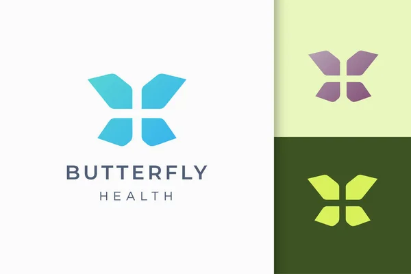 Kupu Kupu Atau Kesehatan Ditambah Logo Abstrak Dalam Bentuk Sederhana - Stok Vektor