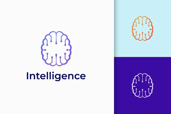 Technologie Science Logo Forme Cerveau Représentent Connaissance Idée — Image vectorielle