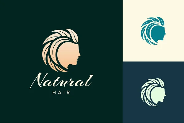 Логотип Перукаря Волоссям Голови Листя Салону Бренду Краси — стоковий вектор