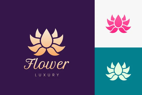 Logo Flor Loto Lujo Color Oro Para Spa Belleza Salón — Vector de stock