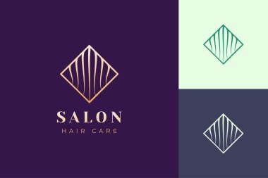 Basit ve lüks saç şekilli salon logosu şablonu