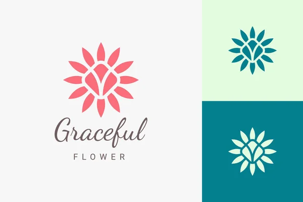 Logotipo Spa Belleza Yoga Logotipo Flor Plana Abstracta — Archivo Imágenes Vectoriales