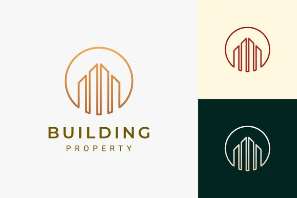 Real Estate Developer Property Logo Luxury Futuristic Shape — Stock Vector