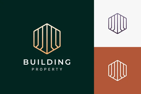 Real Estate Developer Property Logo Luxury Futuristic Shape — Stock Vector